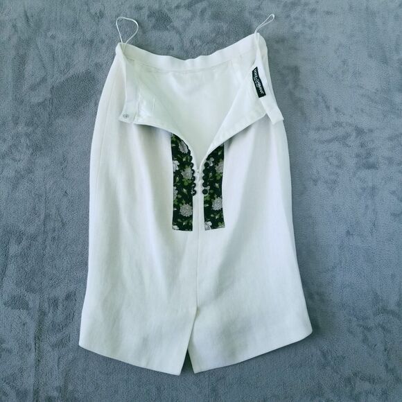 Dolce & Gabbana Pencil Skirt Womens IT Size 38 White Black Linen Lined Italy - Picture 6 of 15